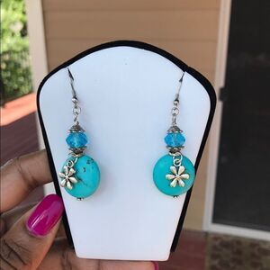 Turquoise Magnesite Earrings Silver Woman Jewelry